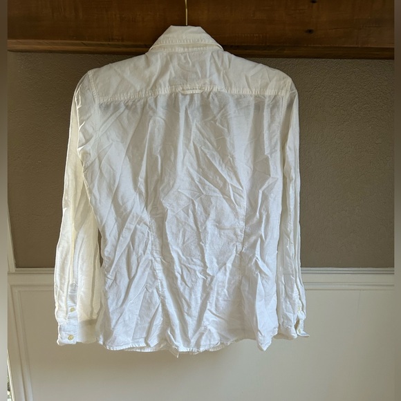 Banana Republic White Cotton Linen Blend Utility Button Down Shirt - Picture 4 of 6
